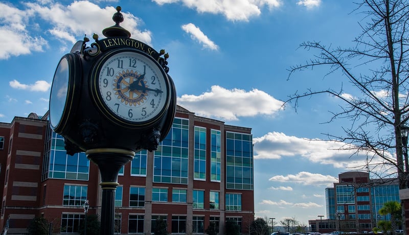 Clock in downtown Lexington, South Carolina