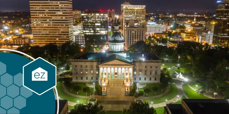 Columbia City South Carolina night lights overhead view