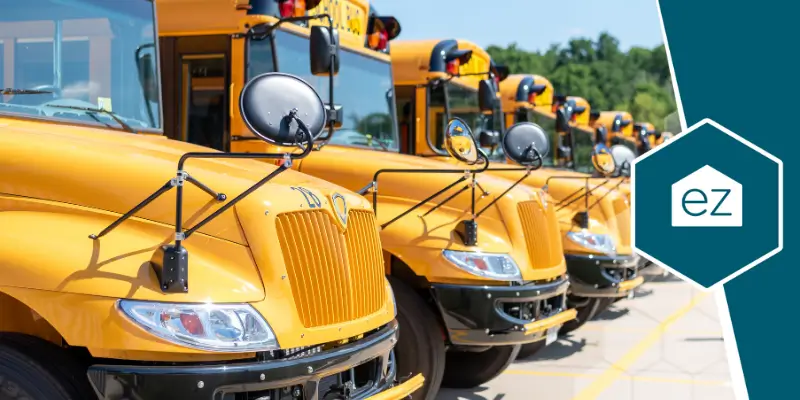 School bus in different school districts in Louisiana