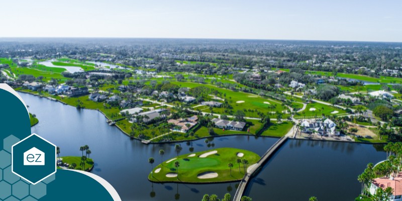 Golf course aerial view in Florida Jacksonville