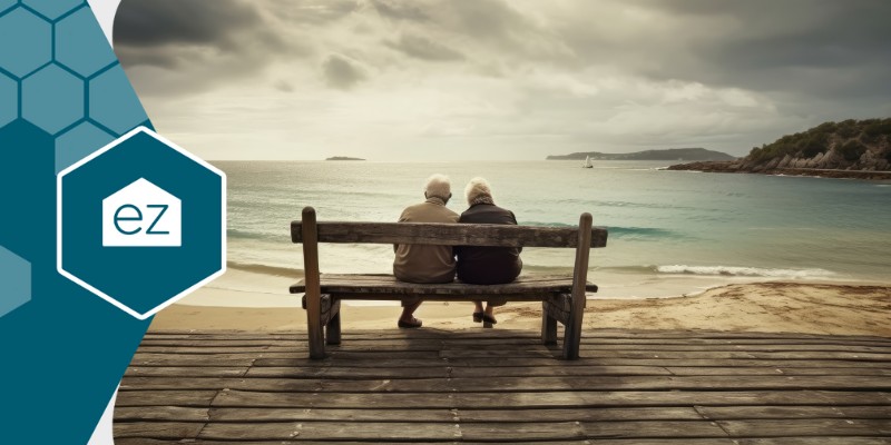 Retired couple watching the sunrise