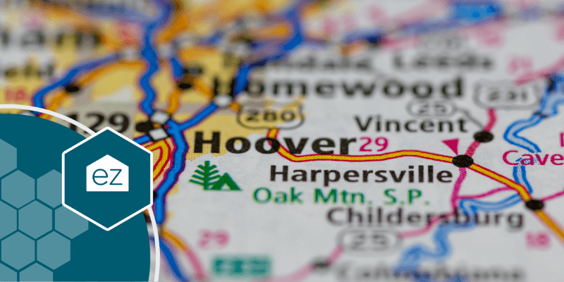 Alabama map highlighting the location of Hoover