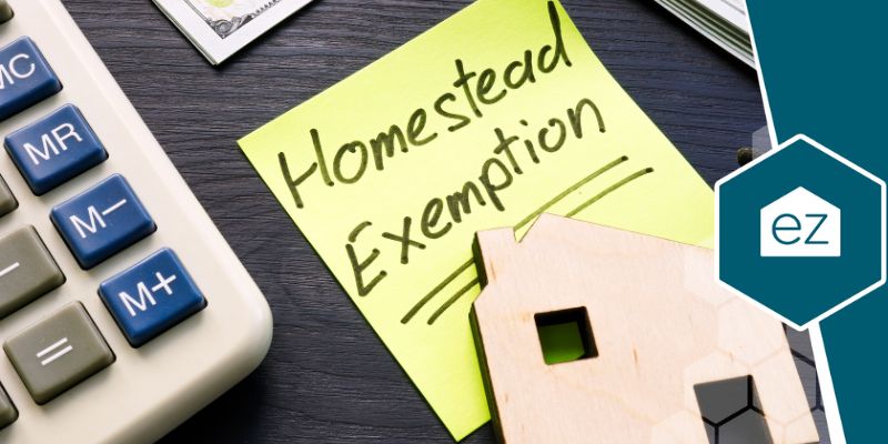Homestead exemption word on a sticky paper