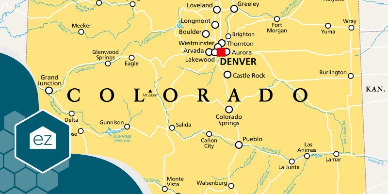 Colorado Map pointing on Thornton