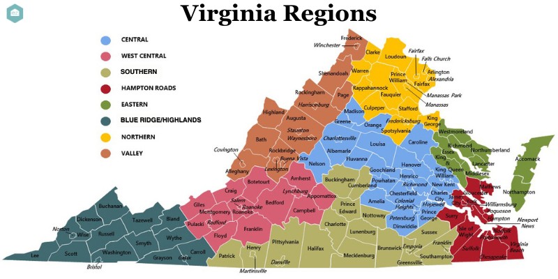 Map of Virginia Regions
