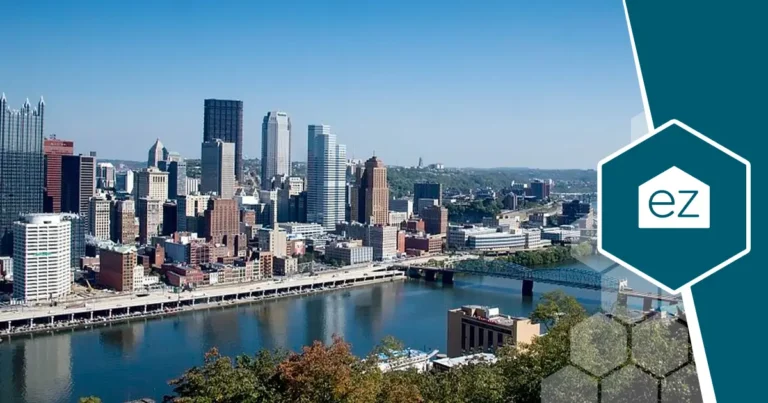 Beautiful aerial view of Pittsburgh Pennsylvania skyline