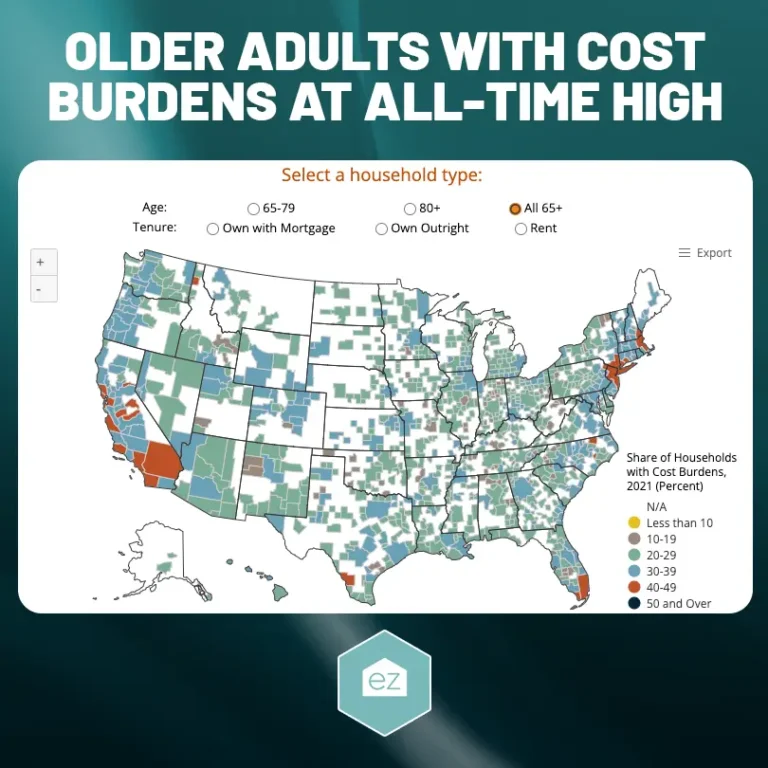 a map showing an all-time high of cost burdens in older adults