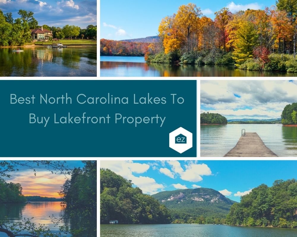 Photos of lakes in North Carolina, lake house, and boat docks
