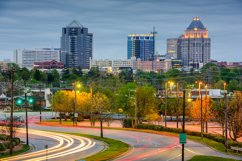 Greensboro North Carolina Downtown with Buildings