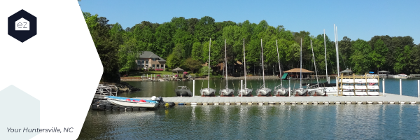 Waterfront and Sail Boats on a Dock in Huntersville, NC