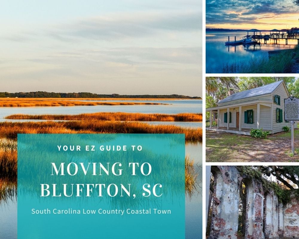 Photos of Bluffton, SC with water views, boat docks, and waterfront 