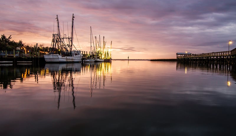 Fishing boats at Sunset in Shem Creek, Mount Pleasant, SC