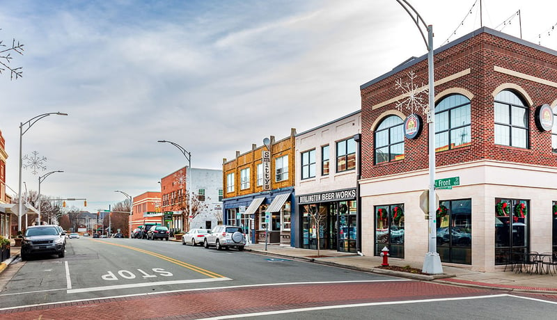 Downtown shops in Burlington, North Carolina